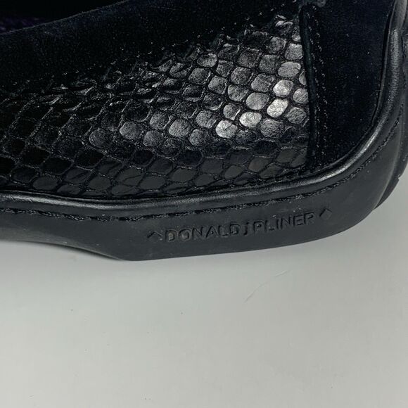 Donald J. Pliner Black Snake Textured Leather Buckle Loafers Danie Size 8 Womens - Picture 5 of 12